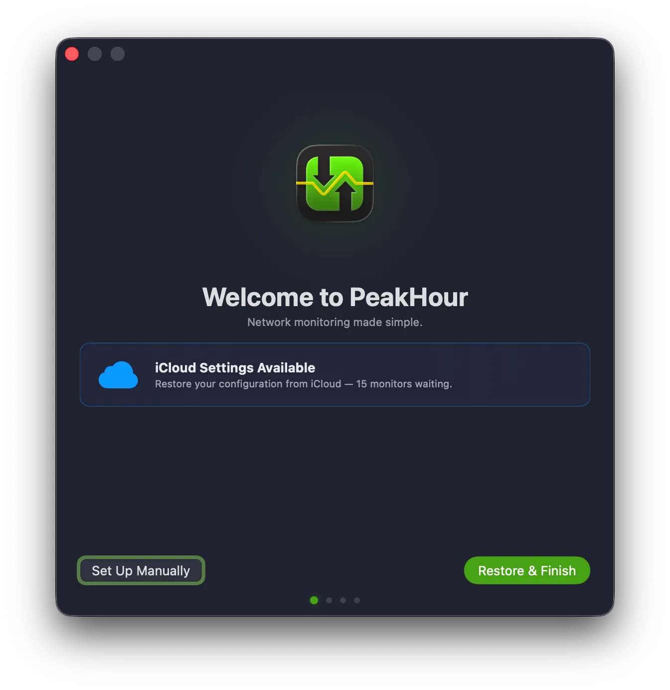 iCloud restore option on the Welcome screen