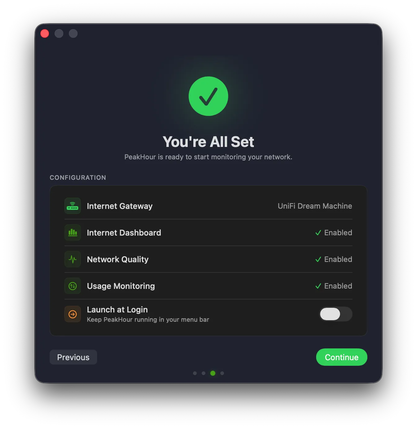 You're All Set summary screen