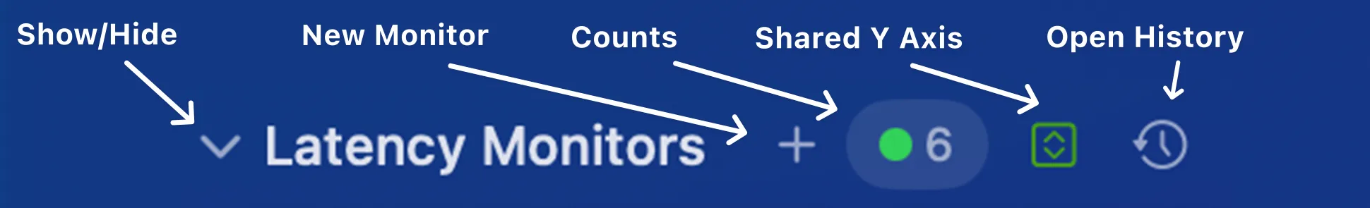 The Latency Monitors section header with its controls labelled